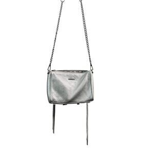 Rebecca Minkoff Metallic Silver Leather Crossbody with Chain Strap